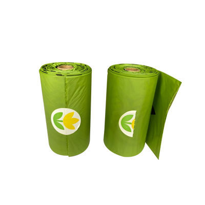 녹색 미생물에 의해 분해된 쓰레기통 가방 방수 퇴비화 가능 쓰레기 가방 15 마이크